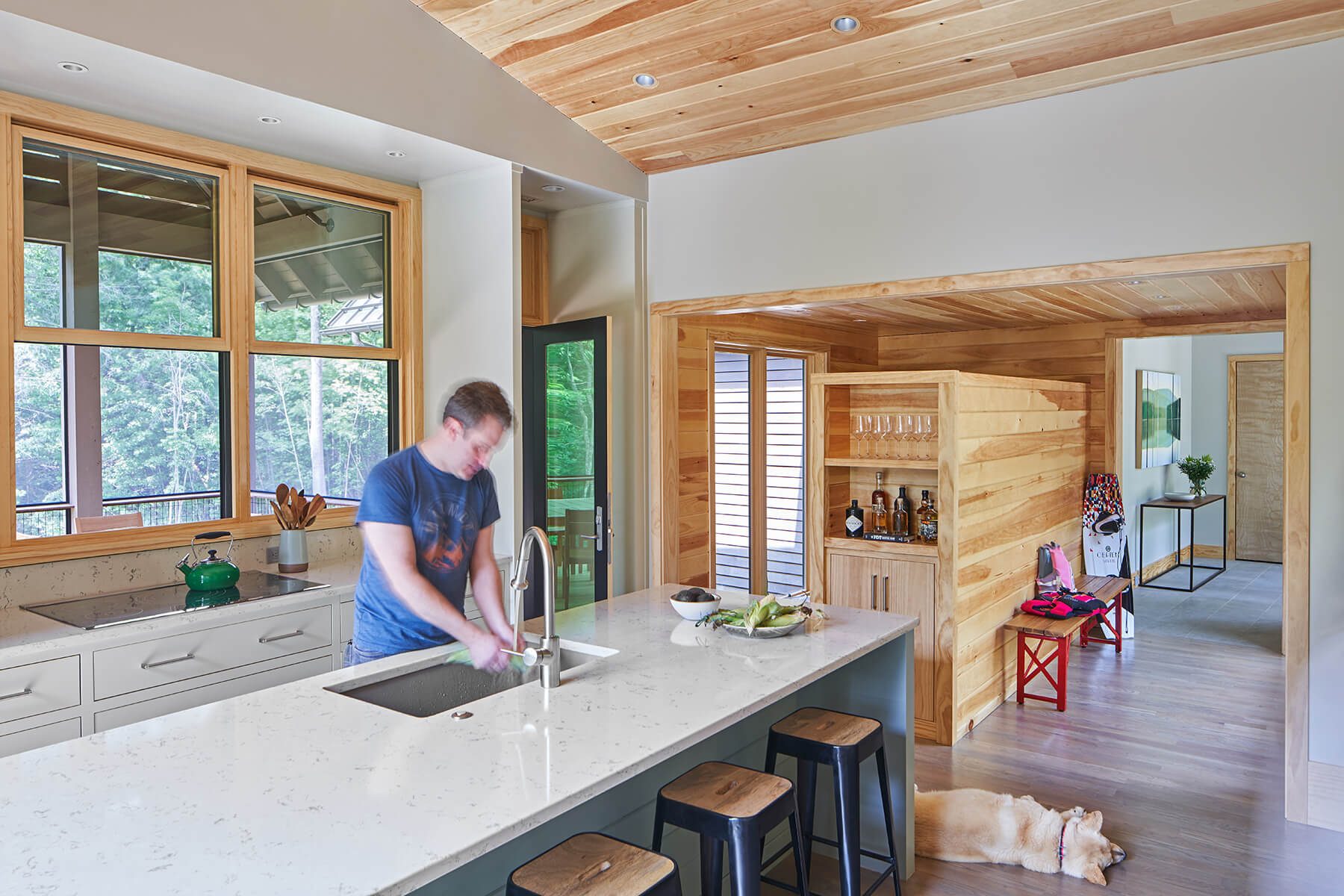 The Camp Campos kitchen and cooking area architectural home design in Western North Carolina