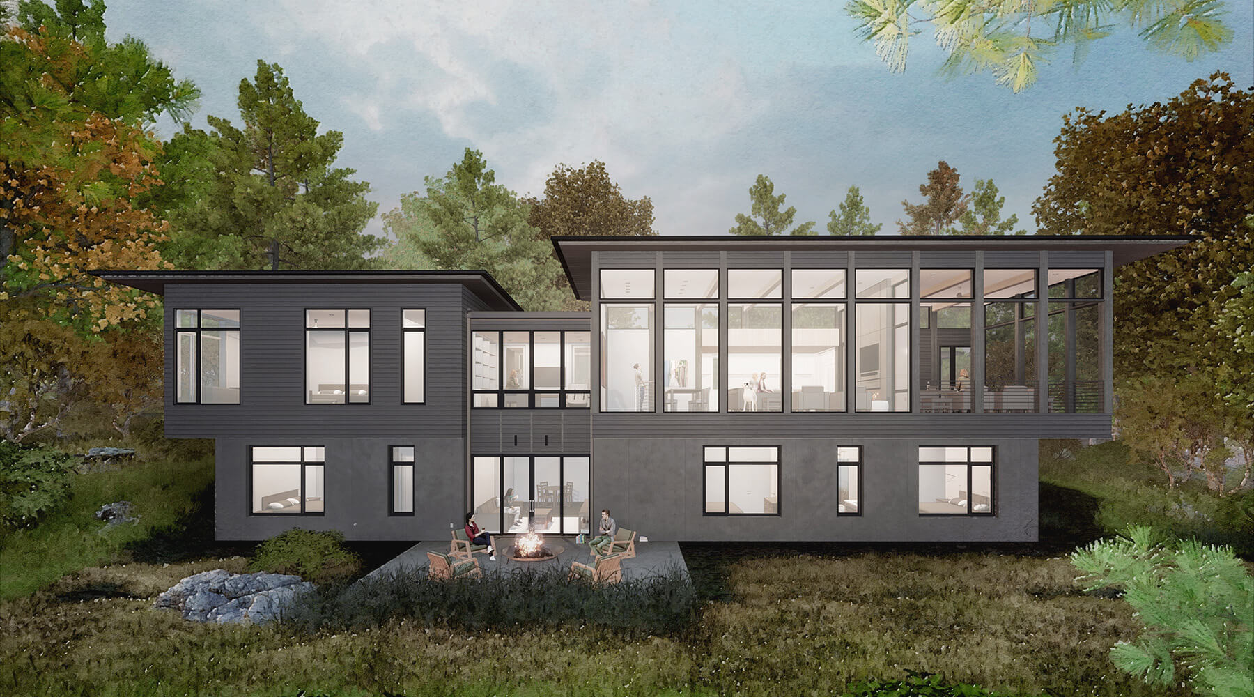 Fern Grove Residence Biltmore Forest Twilight Rendering